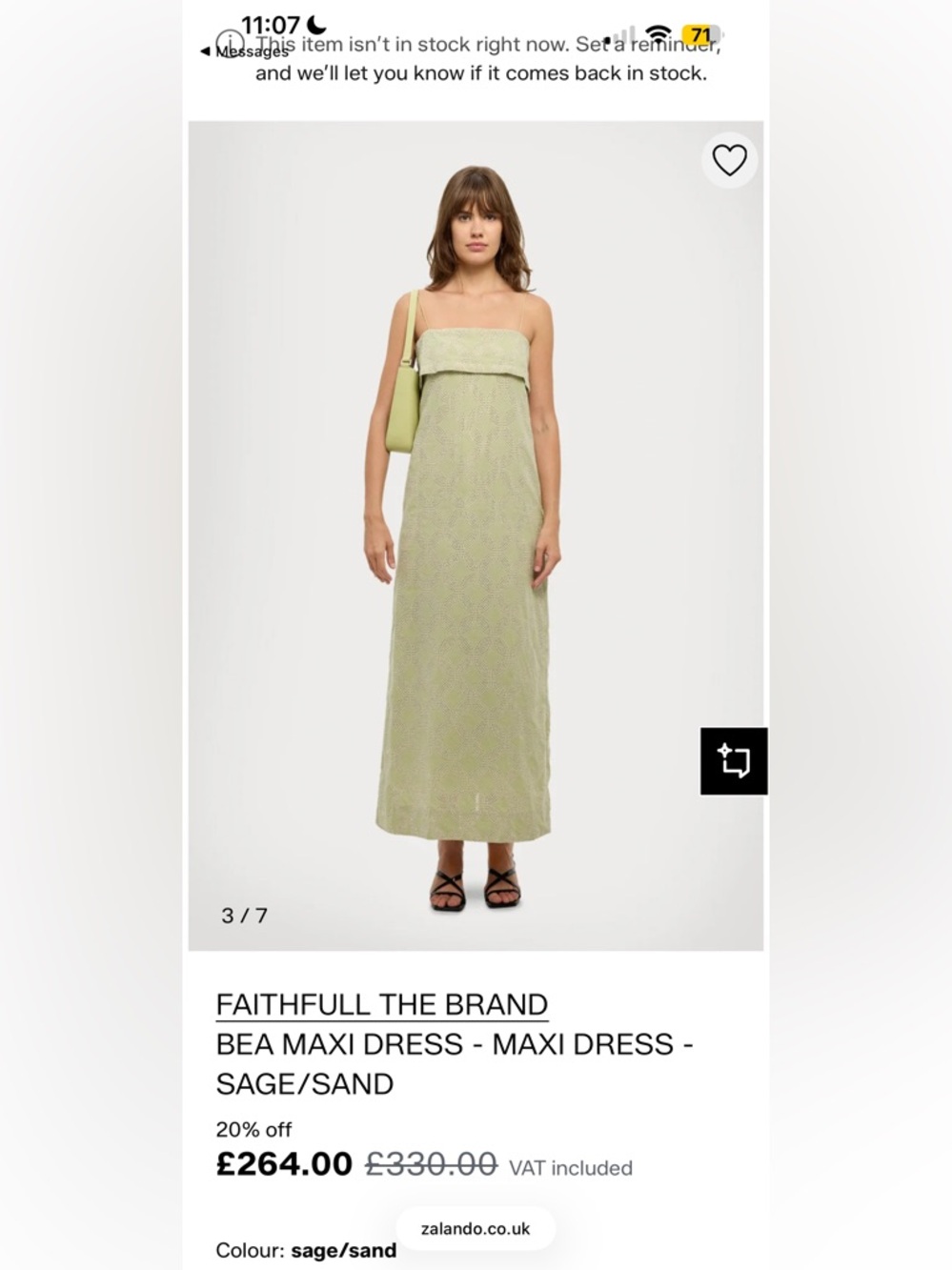 Faithfull the Brand Strapless Maxi Dress in Sage